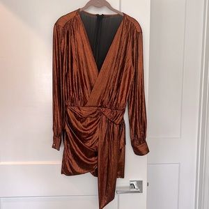 Gorgeous bronze mini dress with rouching on back